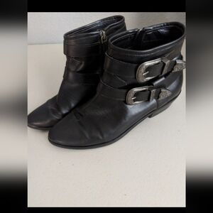 Women's Ankle Black Boots Western Rodeo Country Cosplay Costume